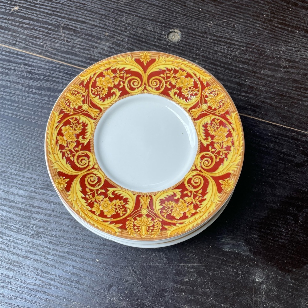 Lynn's China, in the Valetta Red pattern Set of 5 6” Bread Plates